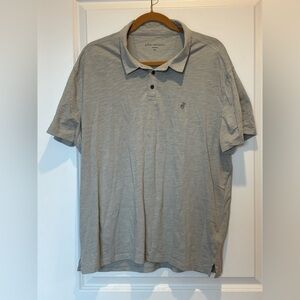 John Varvatos Polo Shirt XXL Gray Lightweight 100% Cotton Men's 2XL Peace Sign